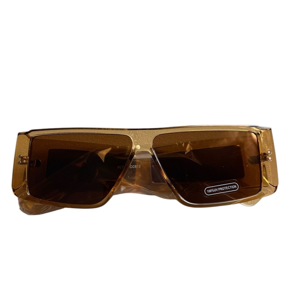 PrettyLittleThing Toffee Flat Top Transparent Visor Sunglasses One Size NWT - Picture 4 of 9